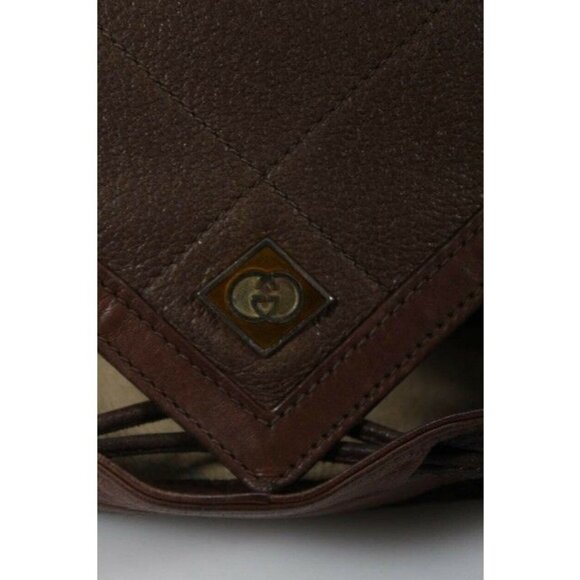 Gucci Bucket Bag Early Diamante Line Drawstring Toffee and Dark Brown Leather - Picture 5 of 10